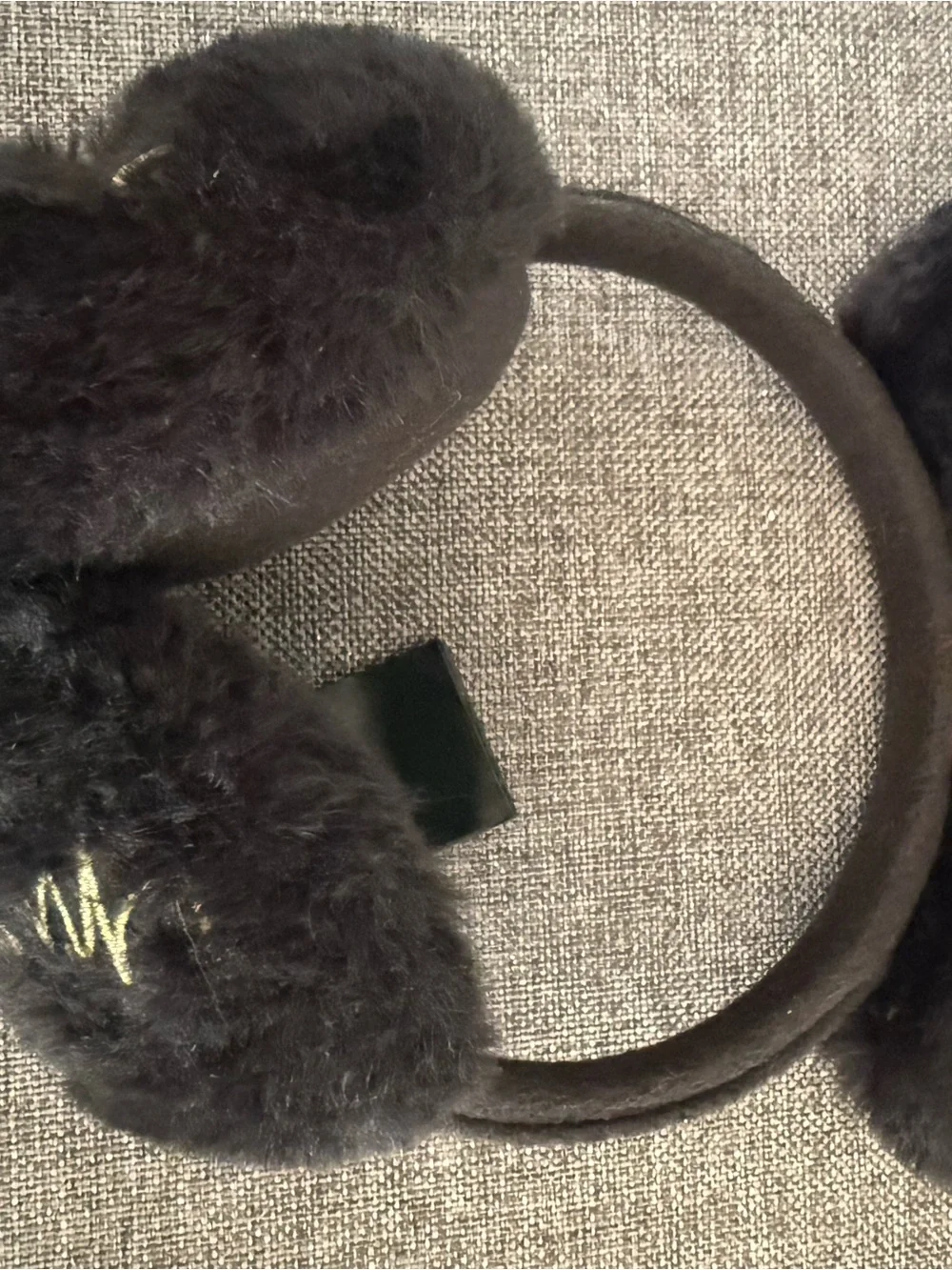 Disney Black Fuzzy Minnie Ear Muffs with Red Polka Dot Bow